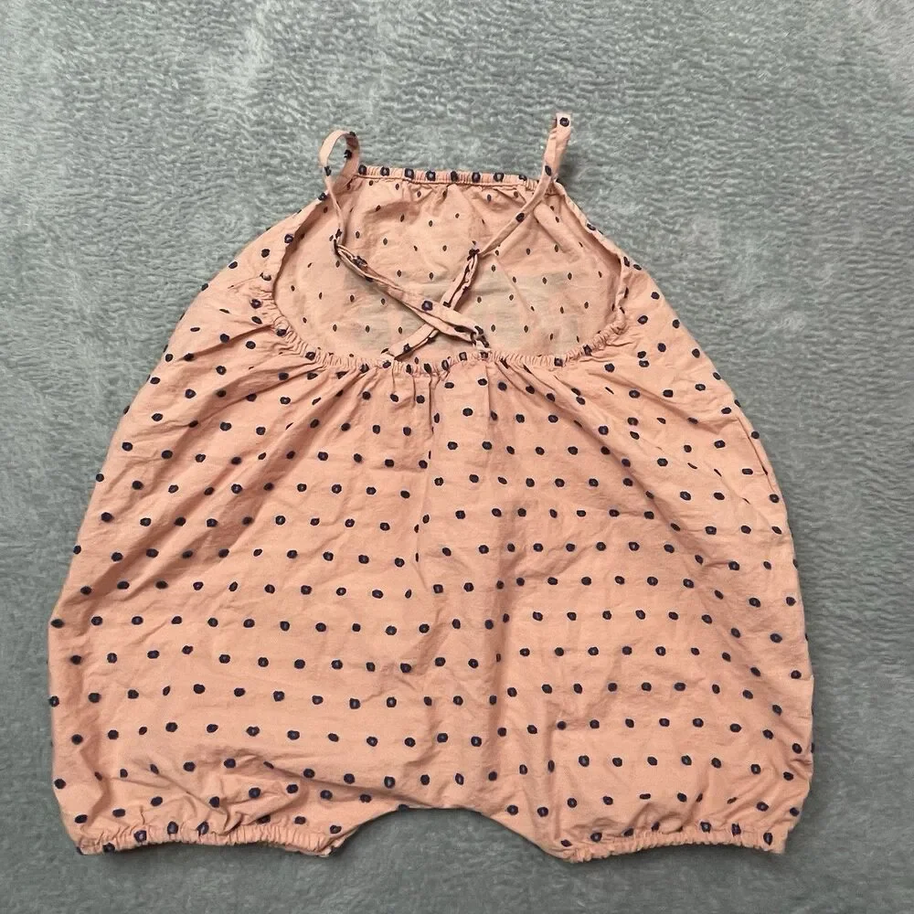 Bobo Chooses Baby Jane Romper Size 12-18 Months Pink And Navy‎ Dot